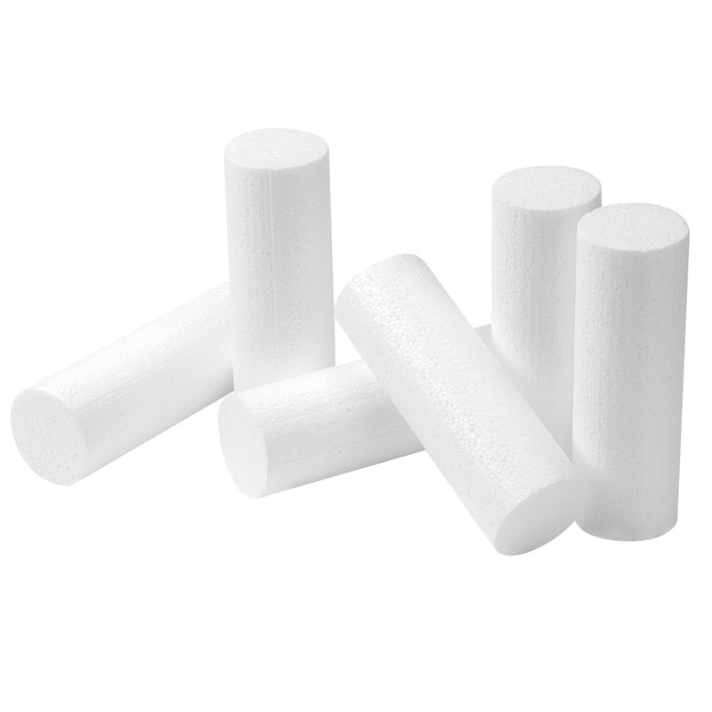 Crafjie Foam Cylinders For Diy Crafts And Arts Supplies (2 X 6In  6 Pack)  White Polystyrene Foam Rods For Modeling  Craft Supplies  Diy Home Craft Project - Image 1
