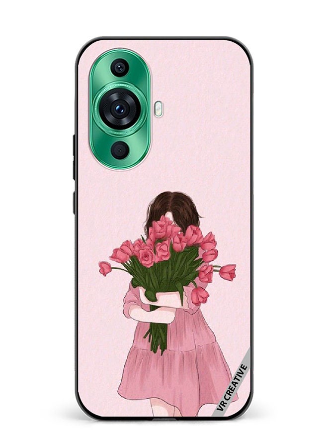 VR CREATIVE Protective Case Cover For Huawei nova 11 Girl Hugging Bouquet Design Multicolour - Image 1