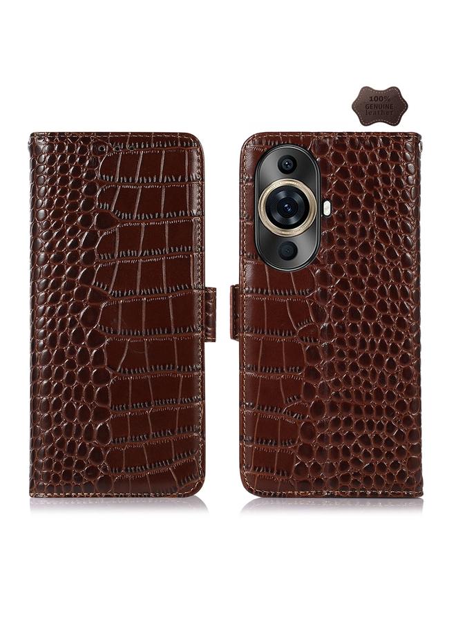 S-TOP Case For Huawei Nova 11 Pro / 11 Ultra Crocodile Top Layer Cowhide Leather Phone Case - Image 1