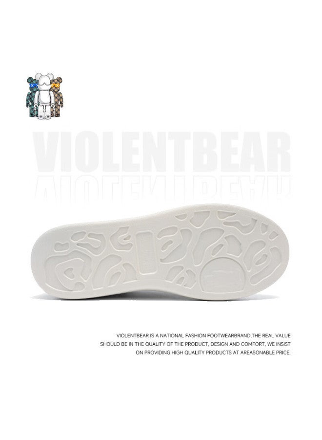 Violentbear Men's Classic White Sneakers Casual Sports Shoes Thick Sole Height Increasing Couple Skate Shoes 888 White Black Size 37 - Image 5