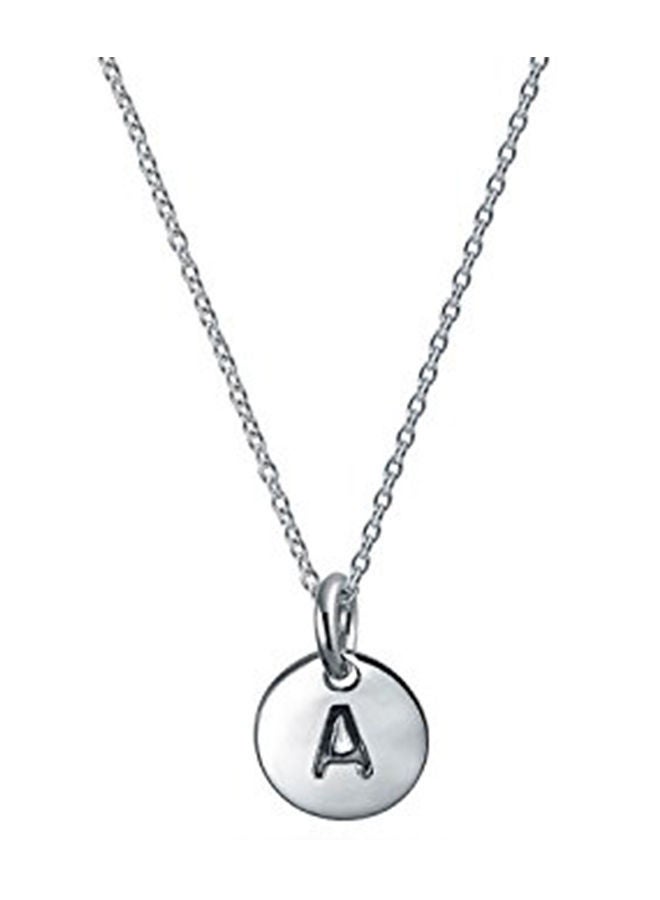 NIBEMINENT 925 Sterling Silver Petite Letter A Initial Disc Pendant Necklace  - Image 1