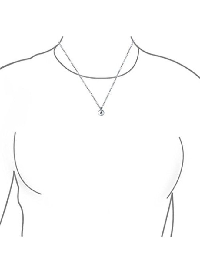 NIBEMINENT 925 Sterling Silver Petite Letter A Initial Disc Pendant Necklace  - Image 2