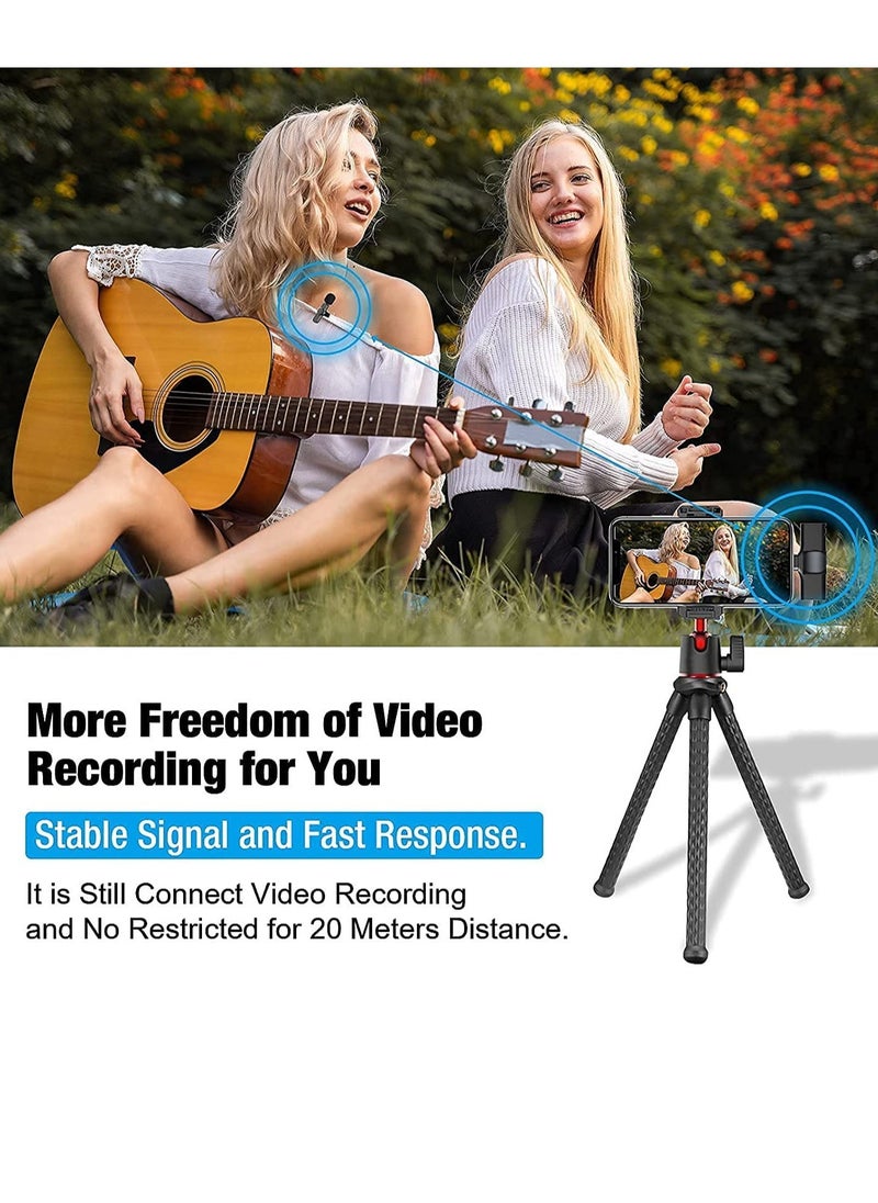 Wireless Lavalier Microphone for Type-C, Plug & Play Lapel Clip-on Mini Mic for gaming Video Recording - Noise Reduction Bluetooth