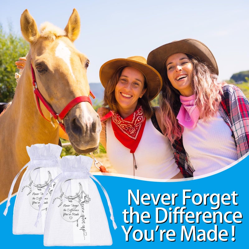 Loetere 24 Pack Never Give up Keychains Inspirational Gift for Women Men Charm Keyring with Thank You Tag and Organza Bag(Horse) - Image 4