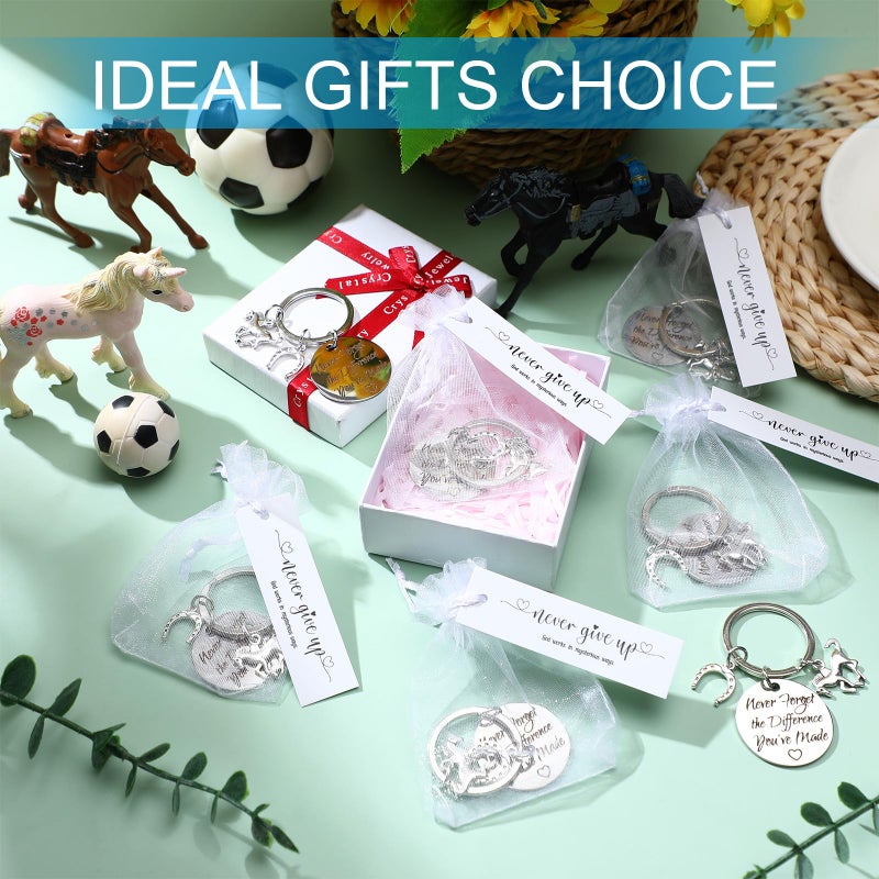 Loetere 24 Pack Never Give up Keychains Inspirational Gift for Women Men Charm Keyring with Thank You Tag and Organza Bag(Horse) - Image 3