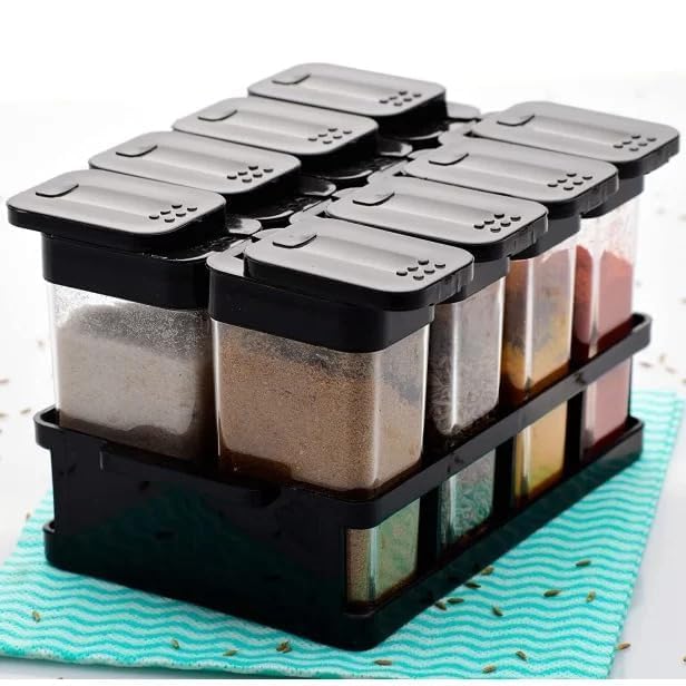 TECHNOWAYS SOLUTION Unbreakable Plastic Airtight Lid Square Kitchen 8 Pcs Spice Jar Masala Box Spice Container With Tray FoodGrade Plastic Multipurpose Idle for Easy Flow 125 MlMulticolor - Image 5