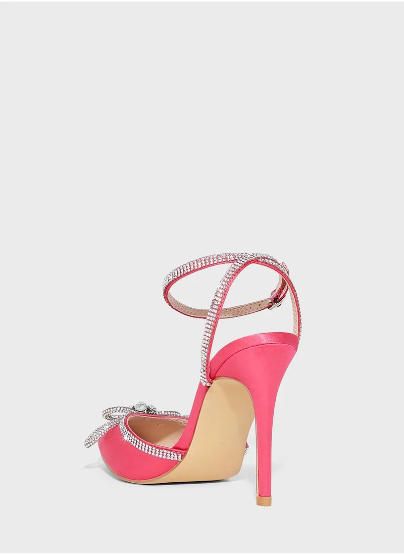 Truffle Shimmery Bow Heel Shoes