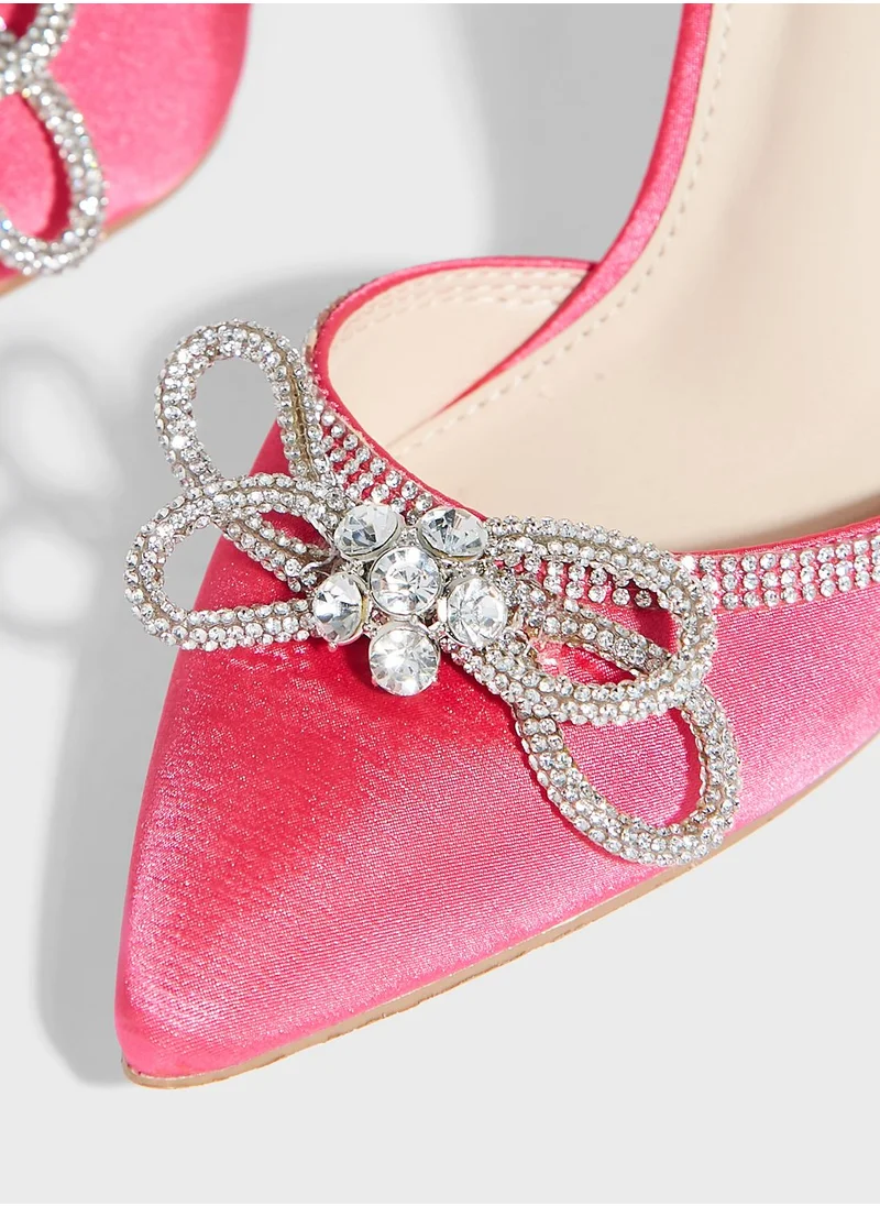 Truffle Shimmery Bow Heel Shoes
