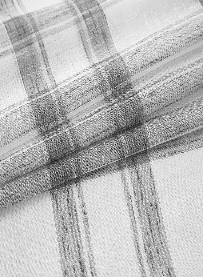 Randall Christmas Buffalo Plaid Semi Sheer Curtains for Living Room Linen-Look Geometric Light Filtering Dining Room Window Drape for Farmhouse Bedroom Study Room,Gray/White,54x84 inch Long,2 Panels - Image 5