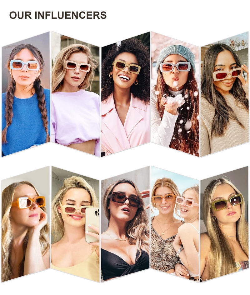 SOJOS Retro 90s Nude Rectangle Sunglasses Womens Mens Trendy Chunky Glasses Gradient Blue Frame Blue Lens - Image 2