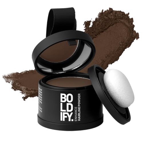 BOLDIFY Hairline Powder  Root Touch Up Hair Color for Gray Coverage  Bald Spot Concealing Hair Powder for Women  Men  48Hour StainProof  Medium Brown