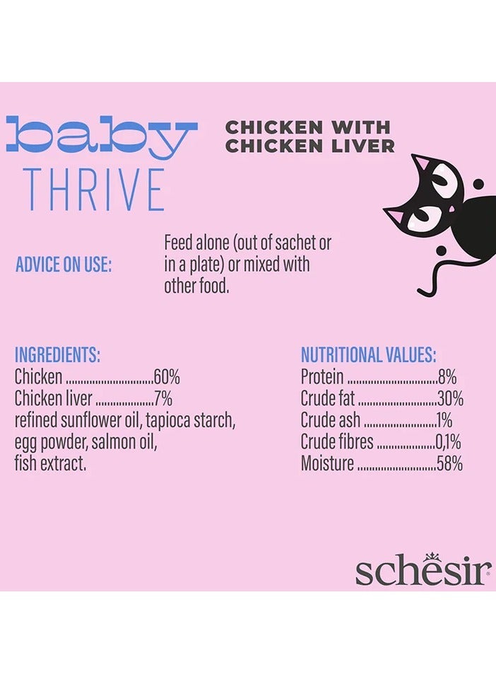 Schesir 160G Baby Thrive Mousse Kitten Chicken with Chicken Liver in Cream - Image 4