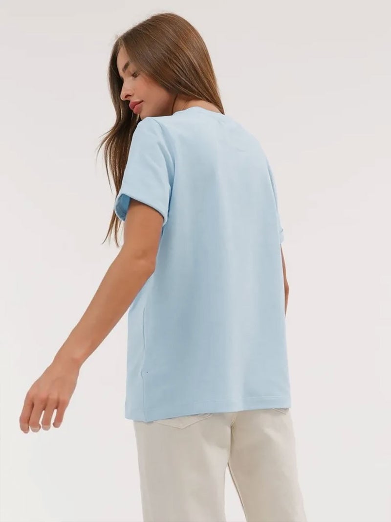 Pure Cotton Casual Base Shirt Short-Sleeve Solid Color Crewneck T-Shirt New Summer All-Match Top Commuter Couple Dress - Image 5