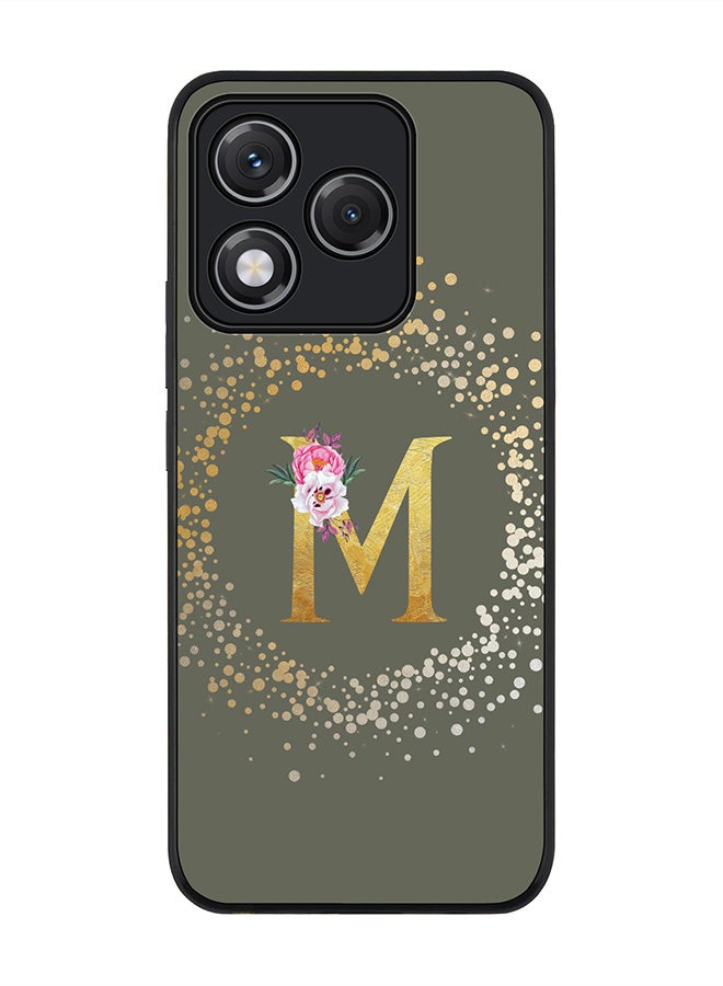 Stylizedd For Honor 400 Lite Case,Slim fit Camera Protection, Shockproof Thin Phone cover  - Custom Monogram Floral - M  (Olive Green )