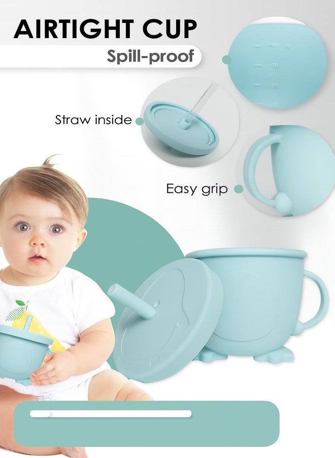 TERI BERI 6-in-1 Silicone Baby Feeding Set | Suction Plate, Bowl, Sippy Cup, Bib, Spoon & Fork | BPA Free, Food Grade, Unbreakable & Dishwasher Safe | Baby Weaning Essentials (Grey Blue) - Image 4