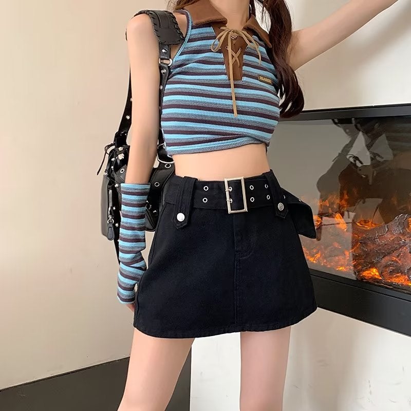 High Waist Retro Denim Skirt Skirt Women'S Summer Girl Design Niche Wrap Hip Skirt A- Line Skirt Skirt - Image 1