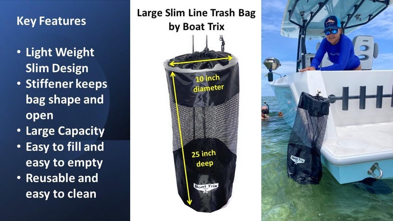 BOAT TRIX.com Boat Trash Bag Can Reuseable Washable Mesh and Nylon/Polyester by Boat Trix Multiple Sizes and Models (Slim Line, Large) - Image 5