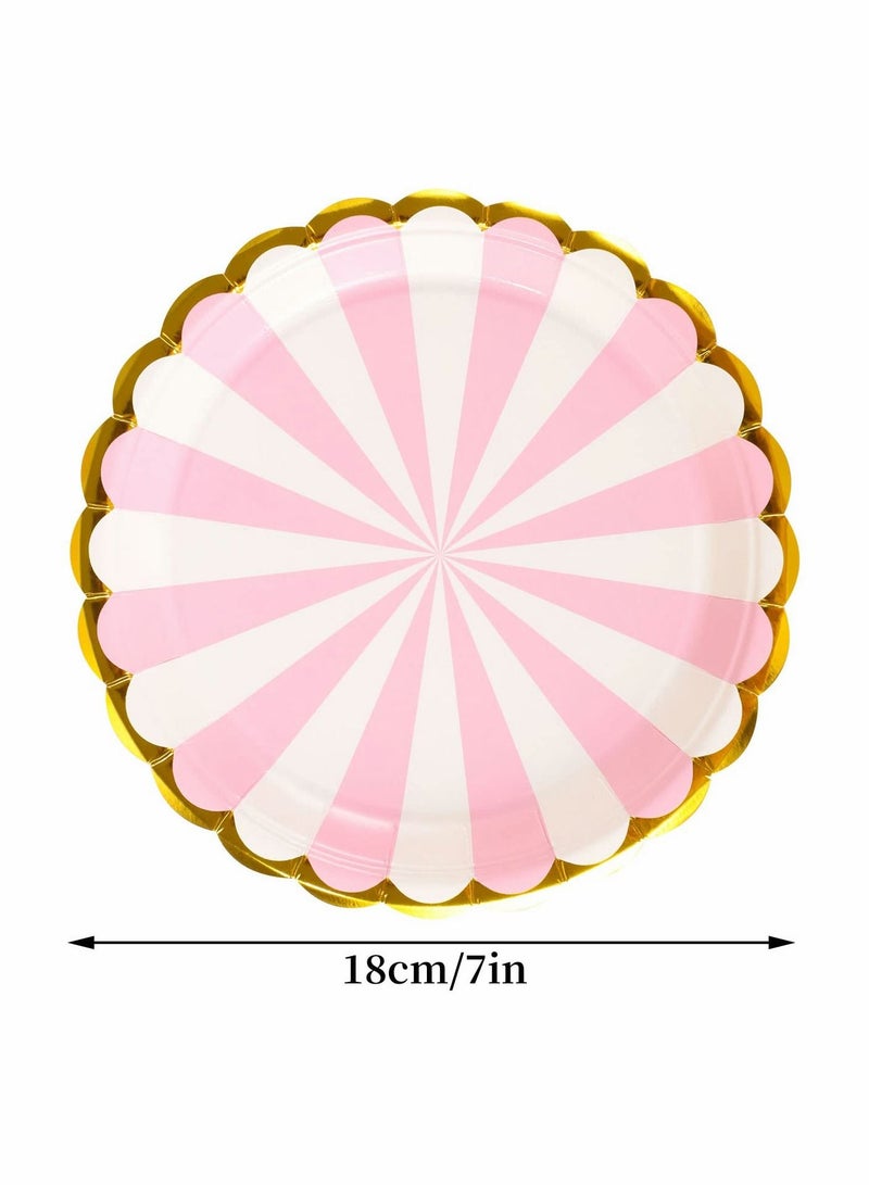 Excefore Pink and Gold Paper Plates, Disposable Plates Pastel Party Tableware Paper Party Plates 20 pcs - Image 5