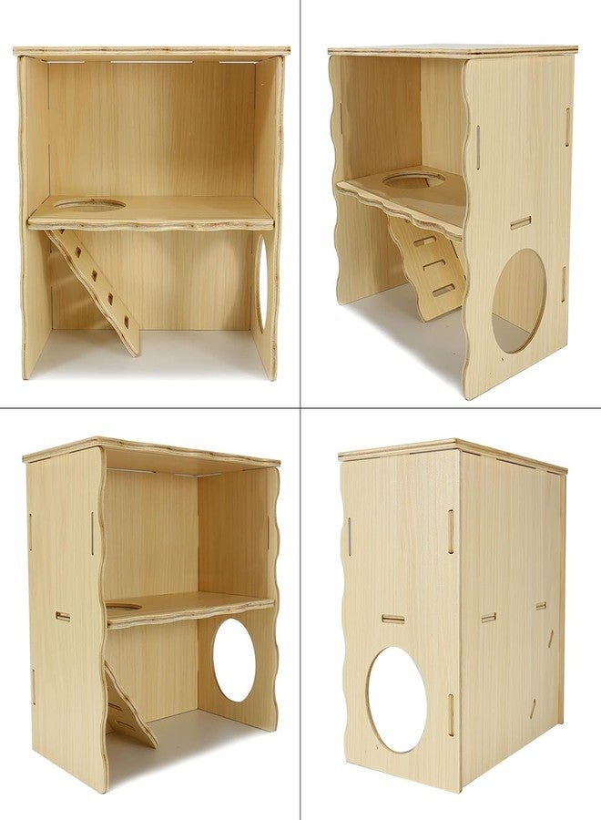 Jevnd Double-Decker Hamster Hides, Wooden Hamster Hut, Syrian Hamsters Hideout with Acrylic Panel for Clear Observation, Detachable Gerbil Mouse House with Installation Instruction - Image 4