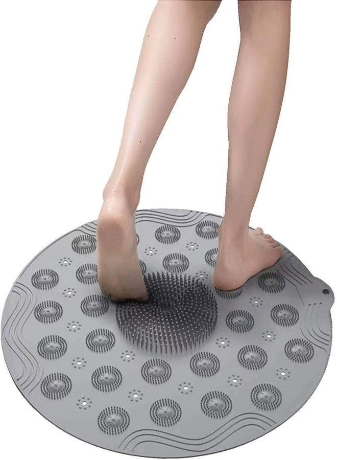 KAITOER Round Shower Mat, Non Slip Bath Mat with Suction Cup Shower Stall Mats 18.1 x 18.1 inches, Soft Shower Mat, Silicone Material - Image 1