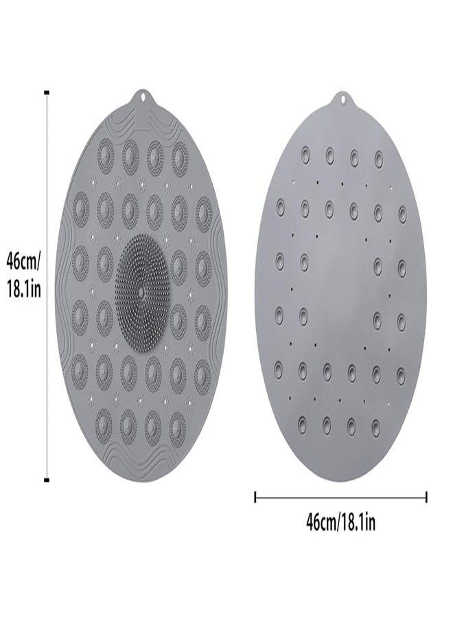 KAITOER Round Shower Mat, Non Slip Bath Mat with Suction Cup Shower Stall Mats 18.1 x 18.1 inches, Soft Shower Mat, Silicone Material - Image 3