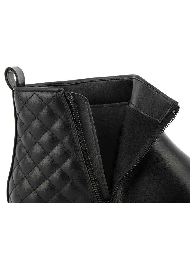 MaxMuxun Women's Ankle Boots Flat Low Heel Zipper/Chelsea Booties Winter Fall Fashion Boots, Zipper Black/Pu, 10 - Image 5