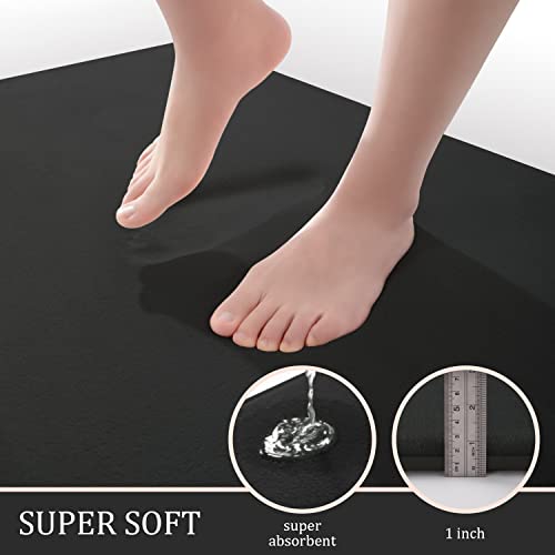 YIHOUSE Bathroom Rug Set 5 Piece, Memory Foam Bath Mat Set, Super Absorbent Bath Mats for Bathroom - Non-Slip Washable Dry Quickly Bath Rugs, Black - Image 2
