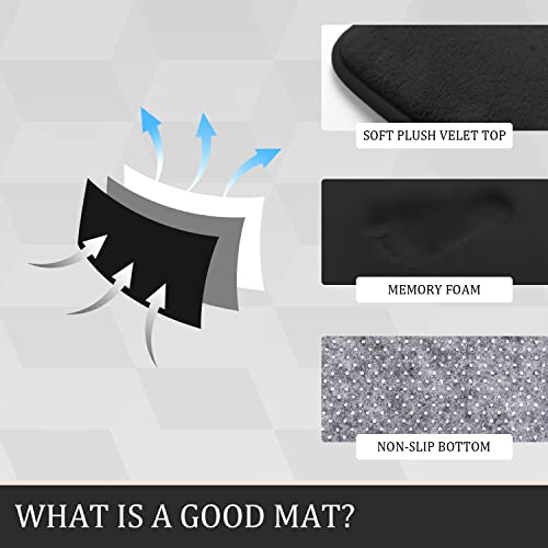 YIHOUSE Bathroom Rug Set 5 Piece, Memory Foam Bath Mat Set, Super Absorbent Bath Mats for Bathroom - Non-Slip Washable Dry Quickly Bath Rugs, Black - Image 5