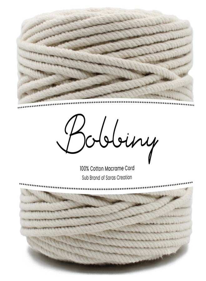 BOBBINY Twisted Macrame Rope 6mm, 25Meter - Off White Natural Cotton Cord for Crafting, Wall Hanging, Plant Hangers, DIY Projects - Double Twisted Strong Rope - Image 1