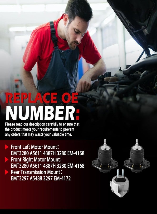 Autodevil Set of 3 Engine Trans & Motor Mount Compatible with Durango 2011-2019 3.6L 5.7L Grand Cherokee 11-19 3.6L 5.7L RWD Replace A5611 A5611 A5488 Automotive Replacement Engine Parts - Image 2