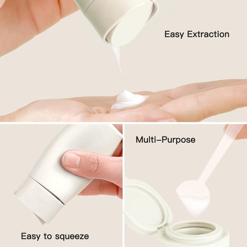 Suteng Travel Bottles for Toiletries, 5 Pack Travel Size Containers, TSA Approved Leak Proof - Silicone Toiletry Containers with Clear Bag for Shampoo, Conditioner & Lotion, Travel Essentials (White) - Image 3