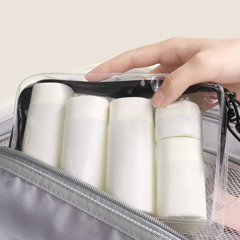 Suteng Travel Bottles for Toiletries, 5 Pack Travel Size Containers, TSA Approved Leak Proof - Silicone Toiletry Containers with Clear Bag for Shampoo, Conditioner & Lotion, Travel Essentials (White) - Image 4