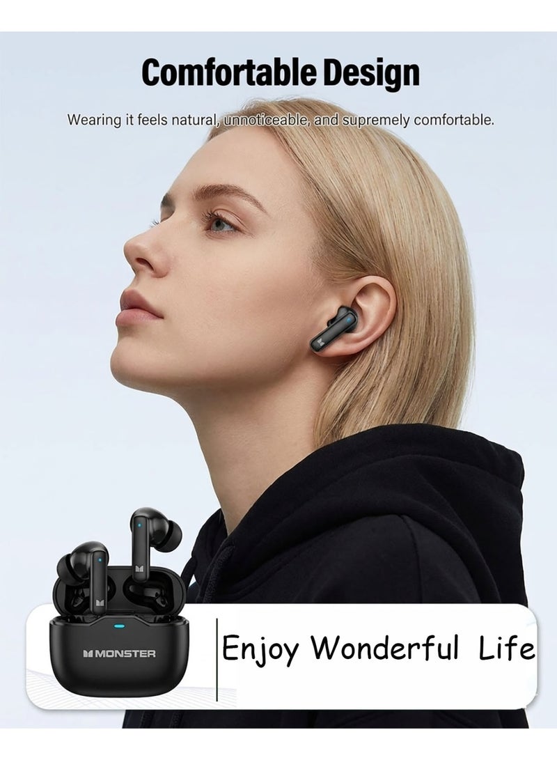 MONSTER  Wireless Earbuds, Bluetooth 5.4 Sports Headphones, Deep Bass Stereo, ENC Noise Cancelling Mic, 100H Playtime,  IPX7 Waterproof  for Workout/Relax/Work - Image 4