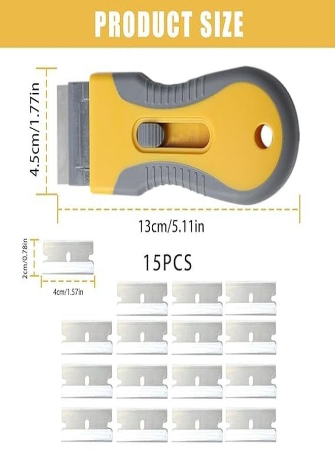 JAMBUVANTI Slide-Press Scraper Tool Multipurpose Cleaning Tool For Removing Labels, Stickers, Paint, Glass, Tiles etc.,With 15 Piece Blades - Image 3
