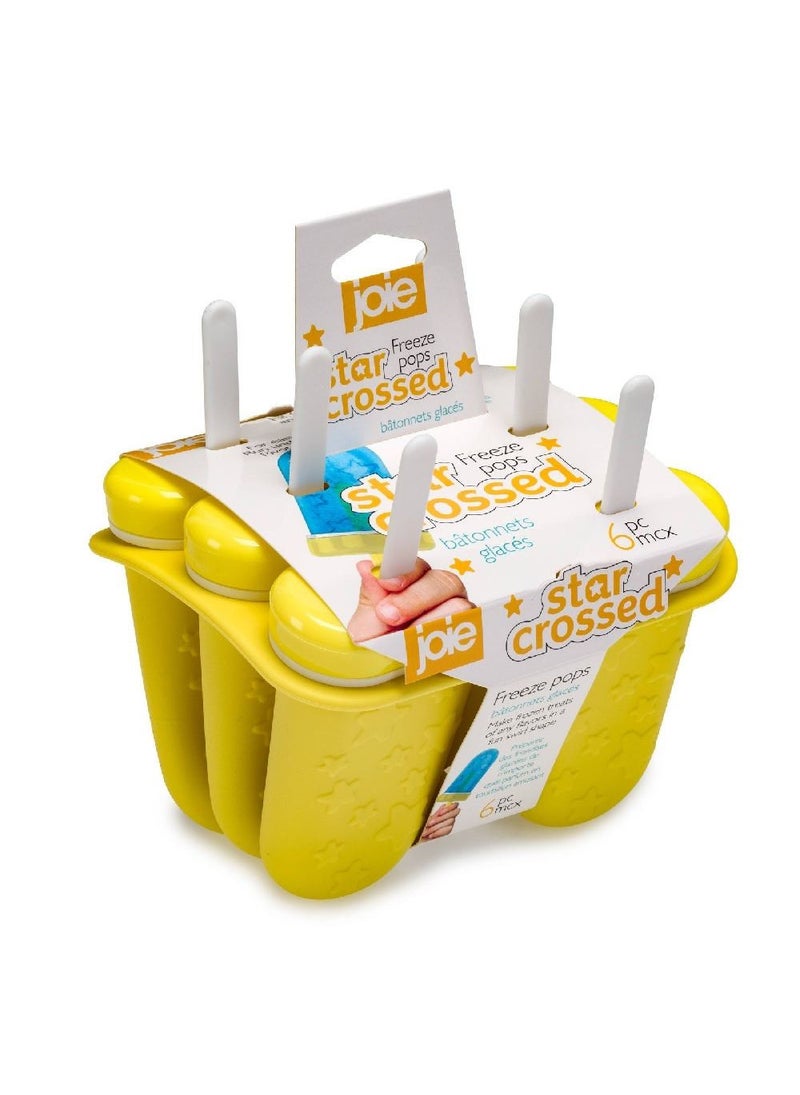 Bestway Joie Star Crossed Silicone Freeze Pop Maker – Makes 6 Fun Pops, BPA-Free Molds for Homemade Ice Pops, Perfect for Summer Treats
