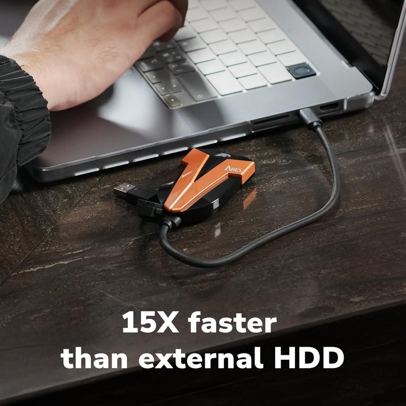 داتو 1 تيرابايت SSD خارجي، SSD محمول آريس أمبر شيلد، سرعة تصل إلى 1600/1500 ميجابايت/ثانية، يدعم OTG، مقاوم للماء IP67، USB 3.2 Gen 2x2 Type C، SSD خارجي متين - Image 5