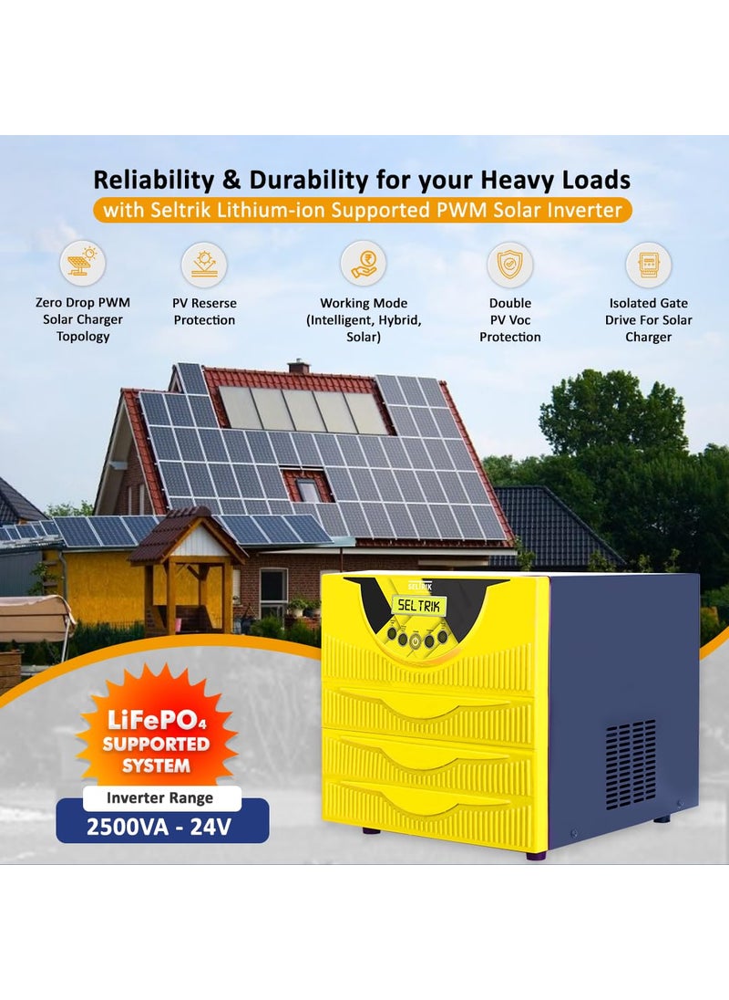 Seltrik 25KVA 24V PWM Solar Inverter with LiFePO4 Compatible Digital Display for Your Home and Business use