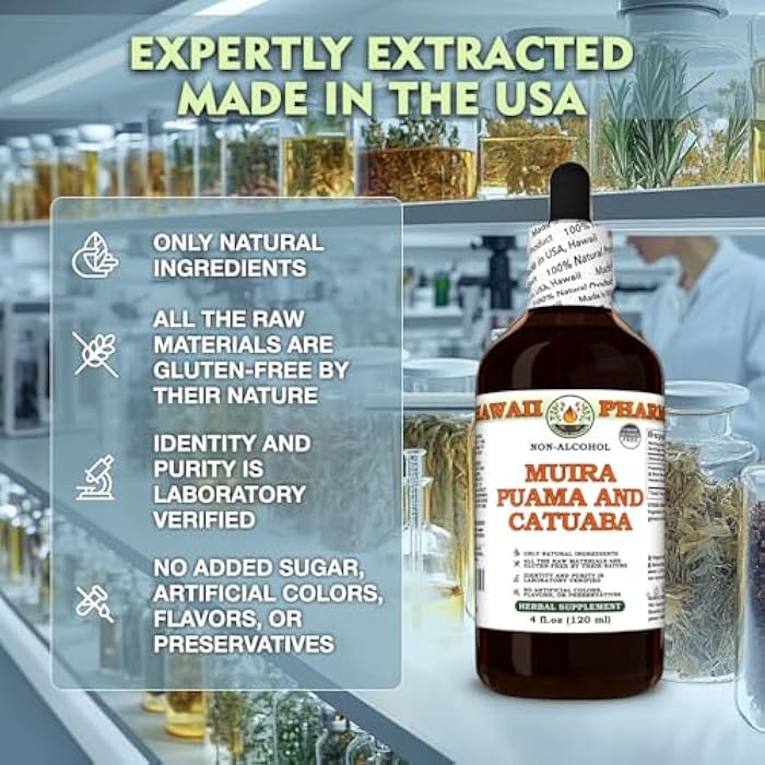 Hawaii Pharm Muira Puama and Catuaba Glycerite, All Natural, Vegan, Lab Tested Alcohol-Free Liquid Extract - 4 fl.oz - Image 4