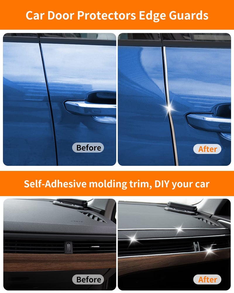 INSAUTO 16Ft Chrome Car Trim Strip, Self-Adhesive Automotive Exterior and Interior Side Body Moulding, 1/4 inch (6mm) Scratch-Proof Silver DIY Accessories for Decorate Bumper Door Window - Image 4