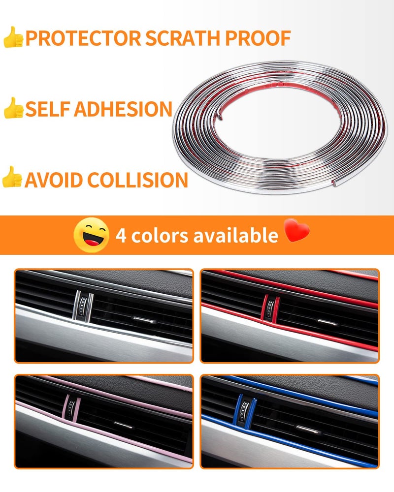 INSAUTO 16Ft Chrome Car Trim Strip, Self-Adhesive Automotive Exterior and Interior Side Body Moulding, 1/4 inch (6mm) Scratch-Proof Silver DIY Accessories for Decorate Bumper Door Window - Image 2