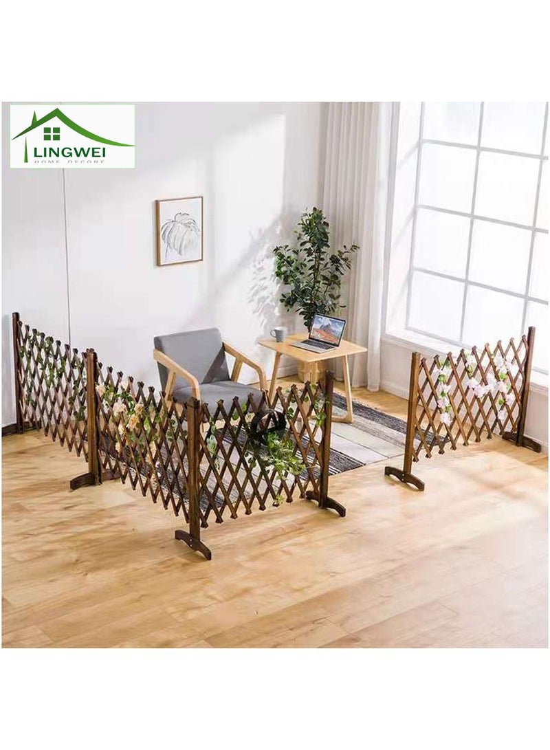 LINGWEI Wooden Portable Expendable Garden Fence Expanding Trellis Wooden Fence Free Standing Wooden Fence Portable Wooden Wicker Fence Garden Trellis Fence For Home Garden 2pcs - Image 4