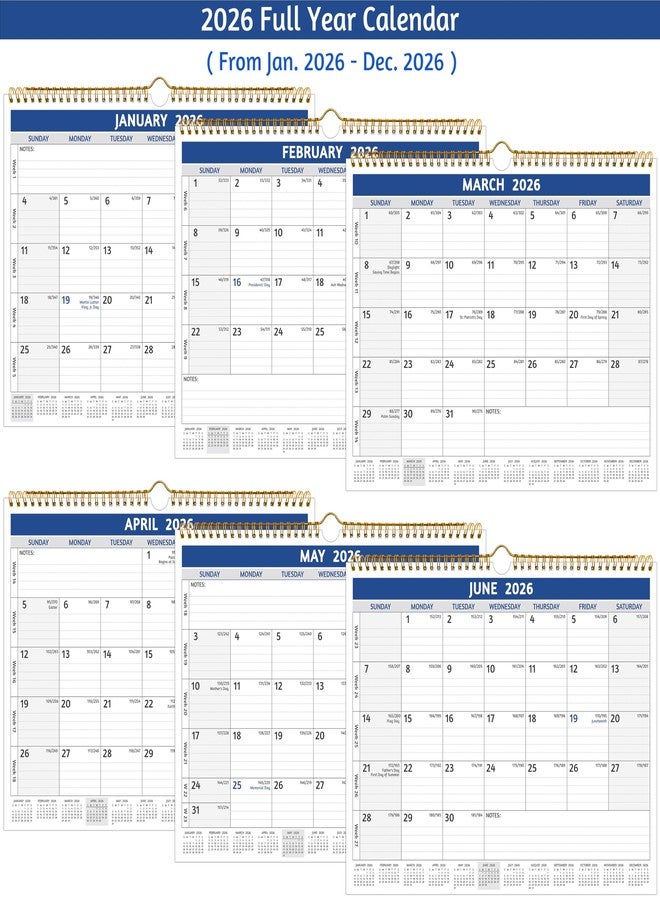 BowCuk 2026 Wall Calendar - 2026 Calendar, Jan 2026 - Dec 2026, 14.57 x 11.42 In, 12 Monthly Calendar 2026 with Thick Paper, Large Ruled Blocks ＆ Notes, Week’s Number, Holidays, Yearly Overview - Image 5