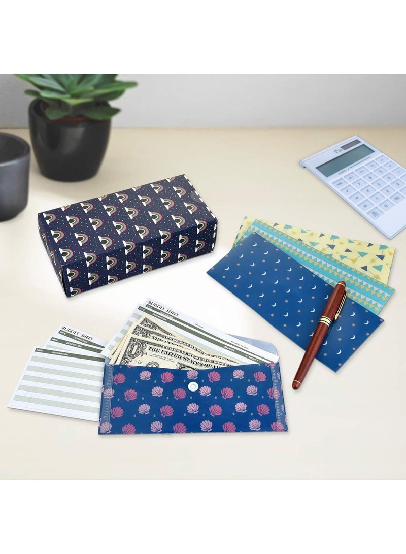 Generic Plastic Envelopes, 32 PCS Cash Envelope System, 15 Pack Waterproof Reusable Plastic Budget Envelopes, 15 PCS Expense Tracking Budget Sheets and 24 Bill Planner Stickers (Rainbow)  - Image 1