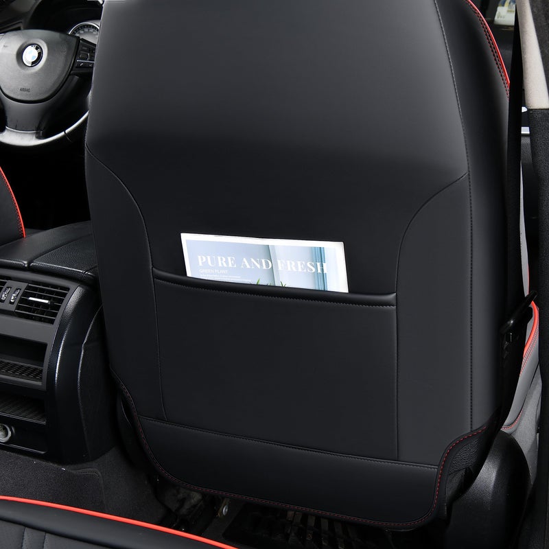 FLORICH Seat Covers for Cars, Waterproof Seat Covers, Leather Car Seat Covers 2 Pack, Universal Seat Cushion Protector for Most Cars Trucks SUV-Black&Red Line - Image 5