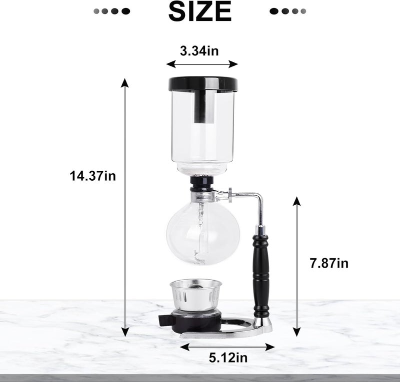 YUCHENGTECH ماكينة صنع القهوة بالسيفون الزجاجي من - من نوع القدر الفراغي Technica Syphon (سعة 3 أكواب، 360 مل) - Image 3