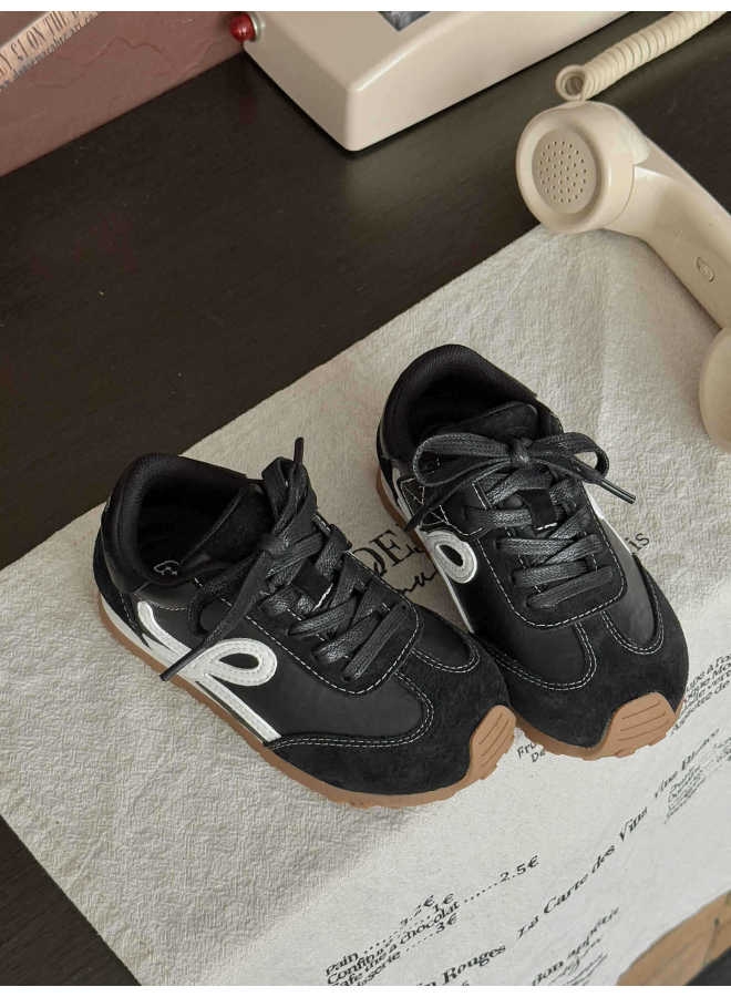 Xshx Little Rod Training｜boys And Girls Autumn And Winter Retro Sports Functional Thin-soled Velcro Leather Casual Star Style