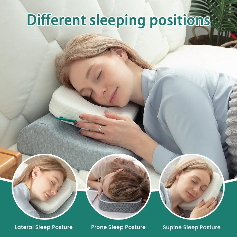 TEXSTEAD Ear Pillow with Ear Piercing for Side Sleeping, Ear Hole Memory Foam Donut Pillows for Ear Pain CNH Earring Pierced Pillow, Square, White - Image 4