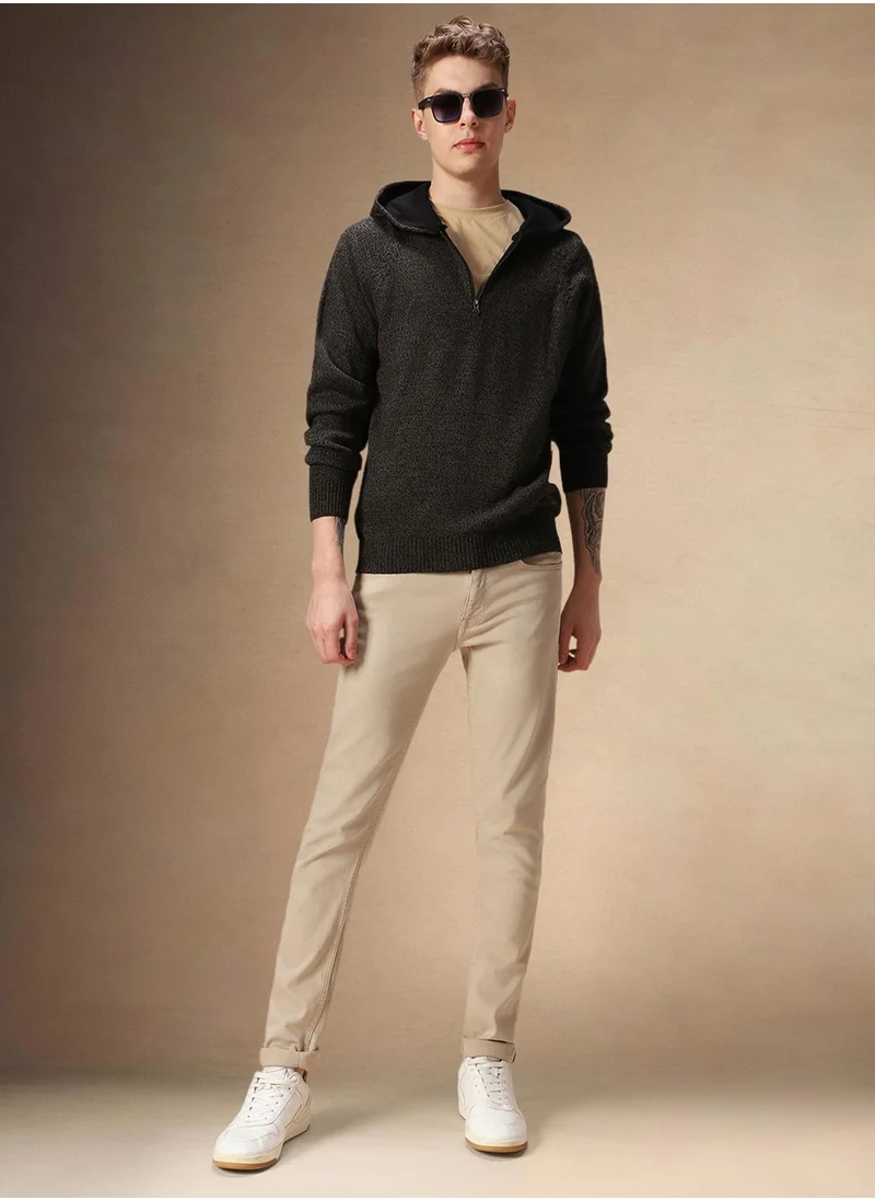 Dennis Lingo Men's Olive 100% Acrylic Solid Regular Fit Sweater