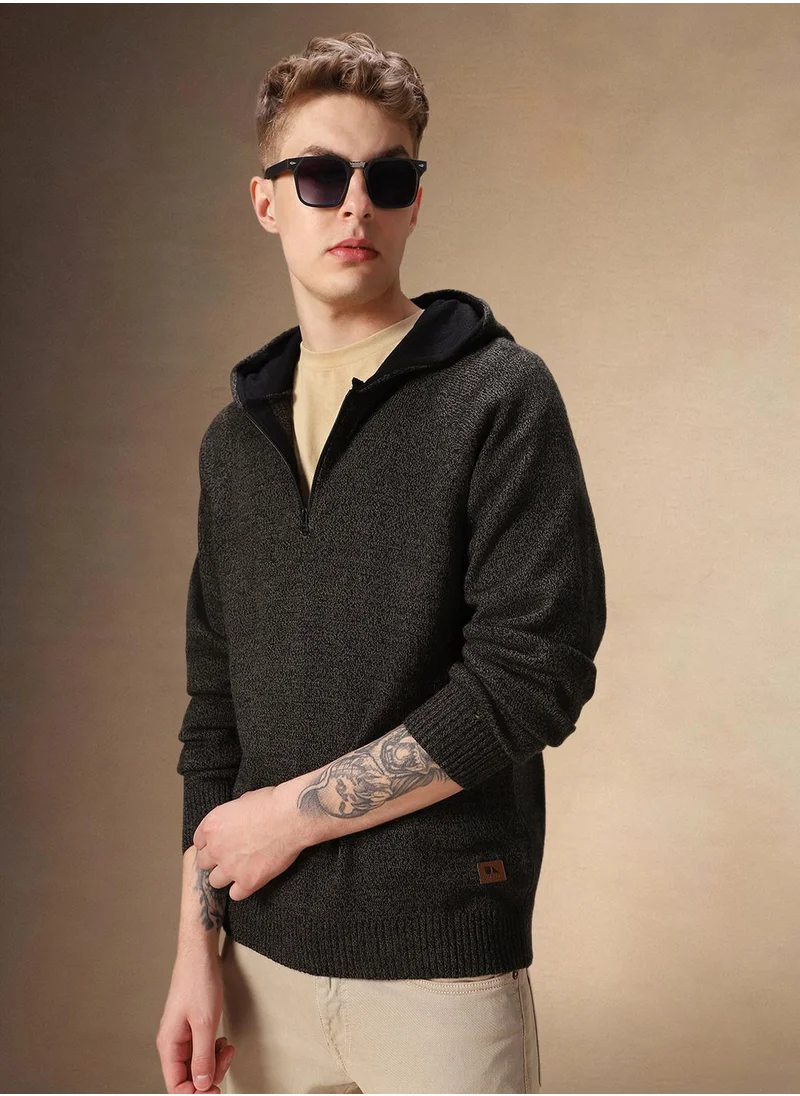 دينيس لينغو Men's Olive 100% Acrylic Solid Regular Fit Sweater