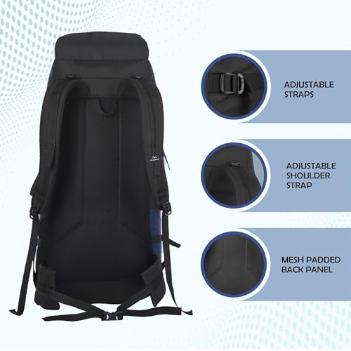 TRAWOC ALPINE 55 Liter Travel Backpack Front & Top Loading Camping Rucksack Hiking Trekking Bag for Men & Women, SHK007 Navy Blue, 3 Year Warranty - Image 3